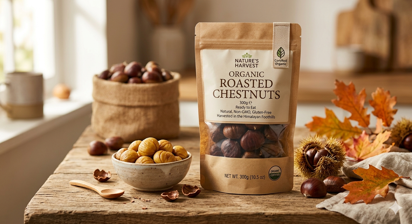 Nature's Harvest Premium Organic Roasted Chestnuts (300g)