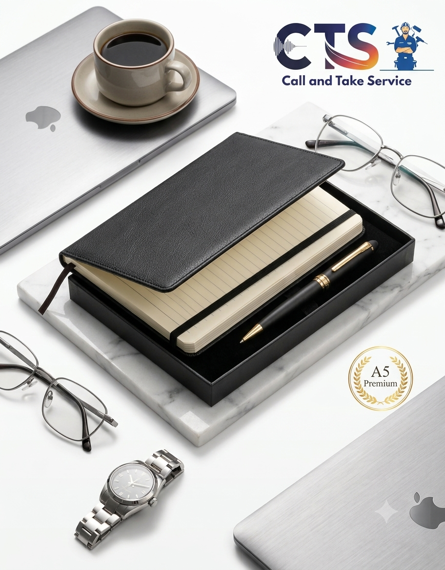 Premium A5 Leather Notebook with Executive Pen